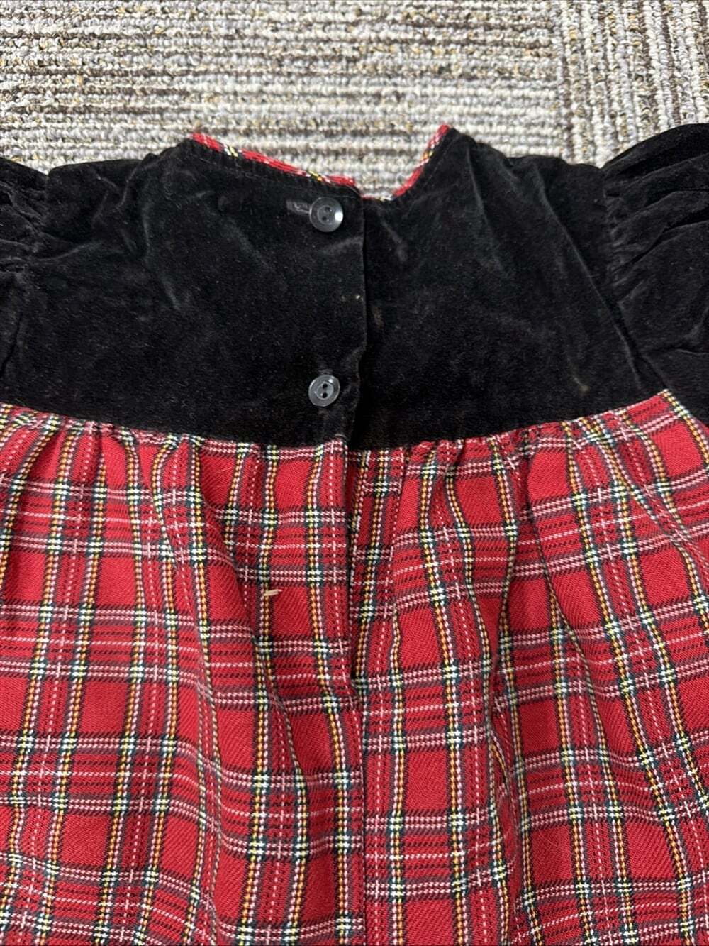 VTG Youngland Baby Girl Velvet And Plaid Holiday One Piece Bubble Romper Sz 18M - Picture 6 of 10